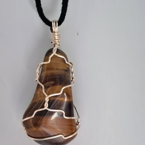 Polished Tigers Eye Gemstone Wire Wrapped - Picture 4 of 8